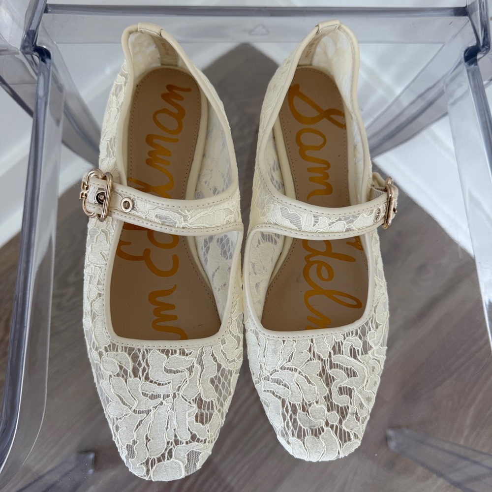 Sam Edelman Michaela Mary Jane Flat - Ivory Lace - Picture 3 of 5